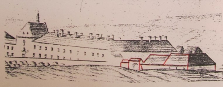 Fragment panoramy Kielc z końca XVIII w. Rysunek autorstwa ks. Antoniego Brygierskiego